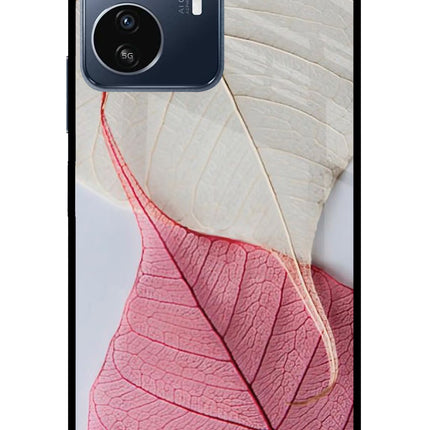 White Pink Leaf IQOO Z6 Lite 5G Glass Case