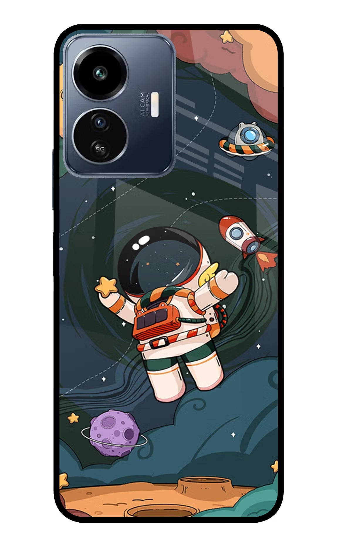 Cartoon Astronaut IQOO Z6 Lite 5G Glass Case