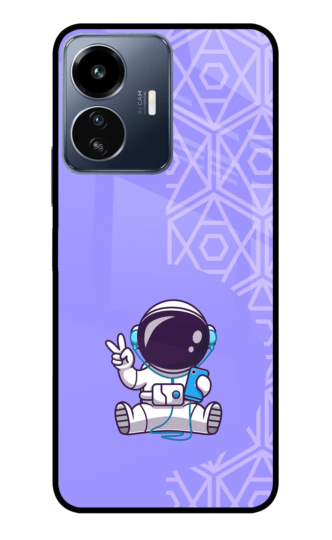 Cute Astronaut Chilling IQOO Z6 Lite 5G Glass Case