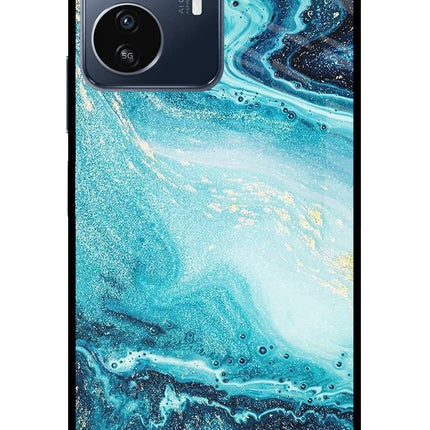 Blue Glitter Marble IQOO Z6 Lite 5G Glass Case
