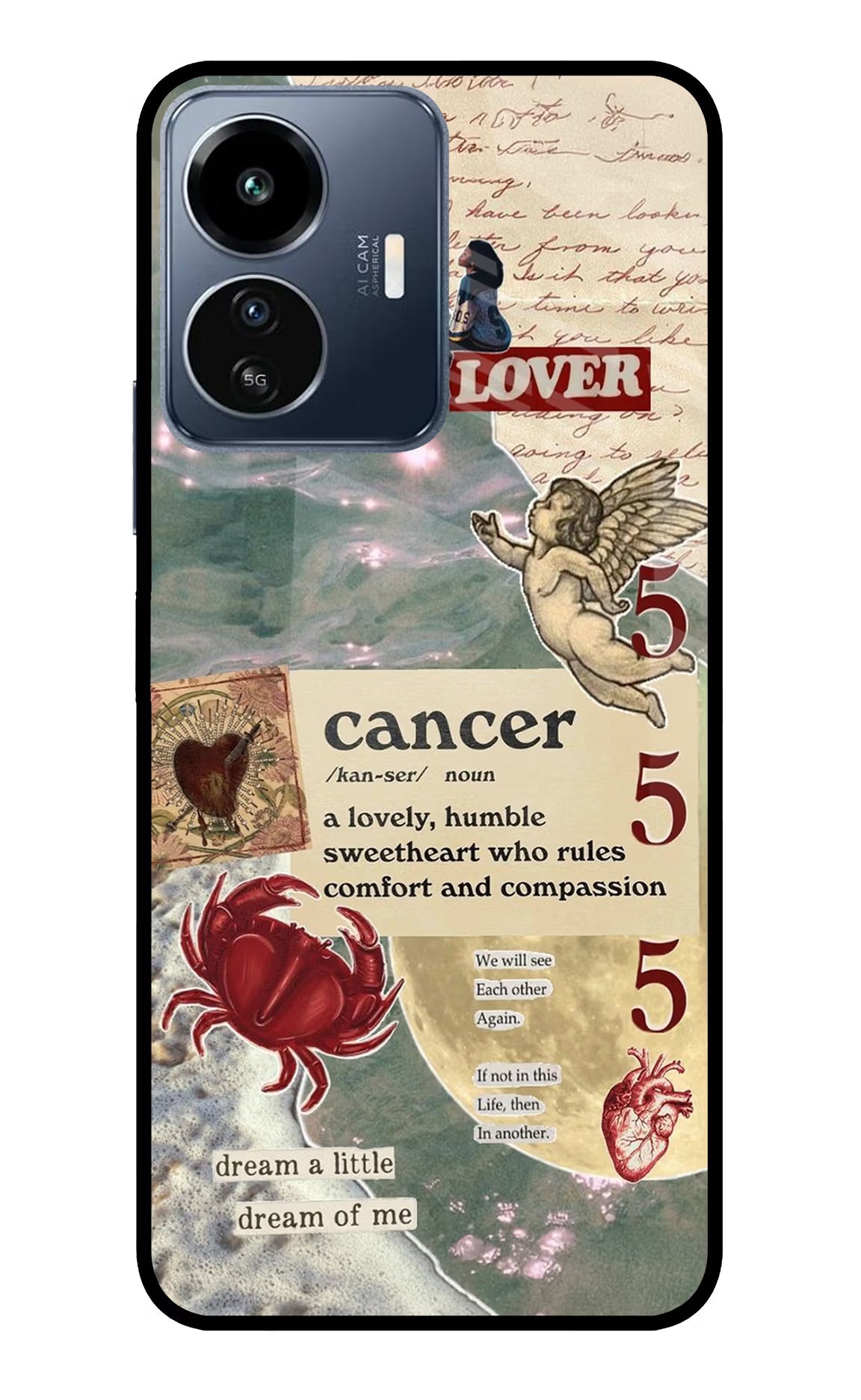 Cancer Zodiac IQOO Z6 Lite 5G Glass Case Back Cover by Casekaro
