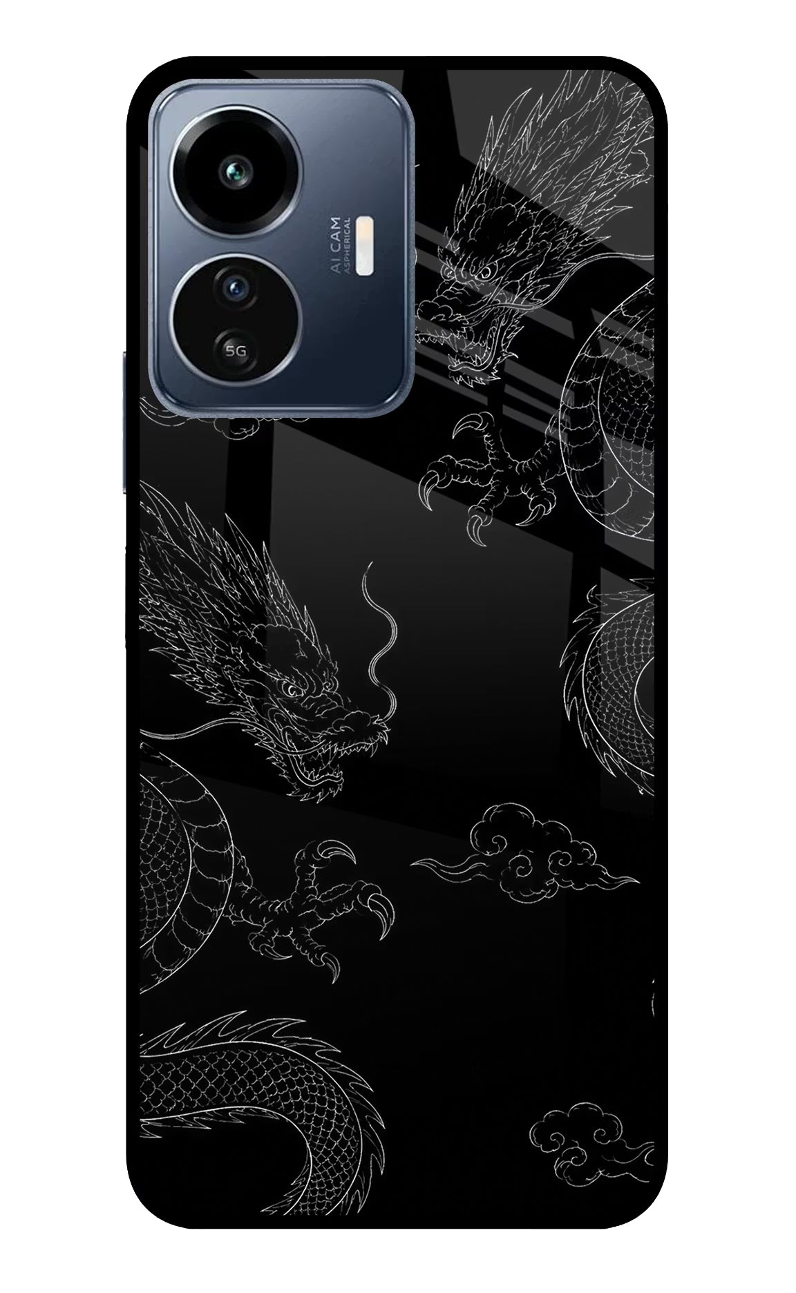Twin Dragons IQOO Z6 Lite 5G Glass Case Back Cover by Casekaro