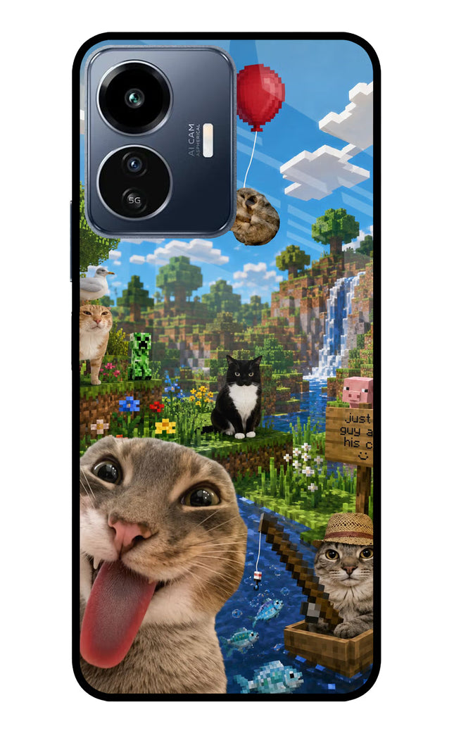 Minecraft Cat Chaos IQOO Z6 Lite 5G Glass Case