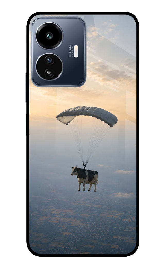Skydiving Cow IQOO Z6 Lite 5G Glass Case