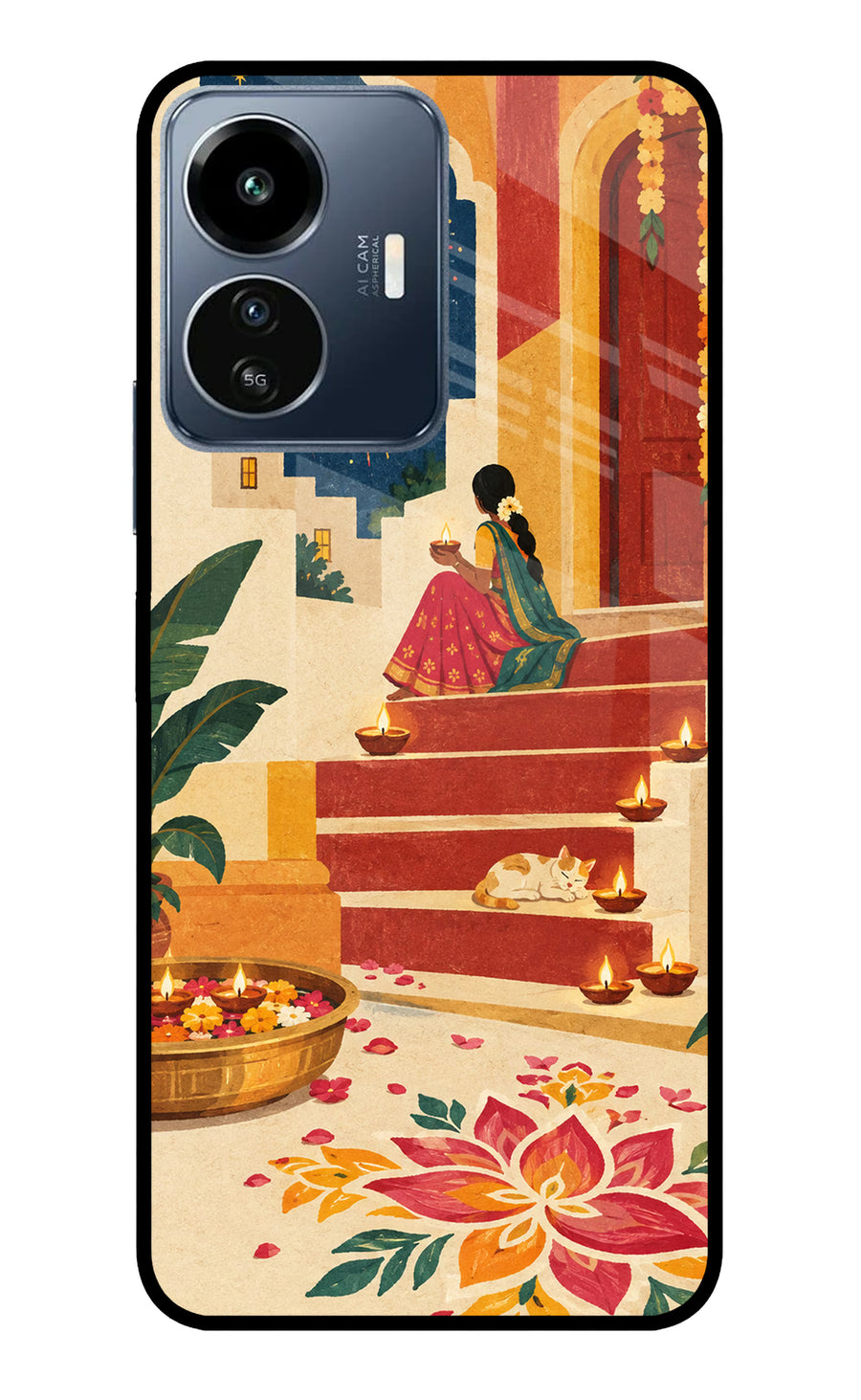 Diwali Rangoli IQOO Z6 Lite 5G Back Cover, Glass case