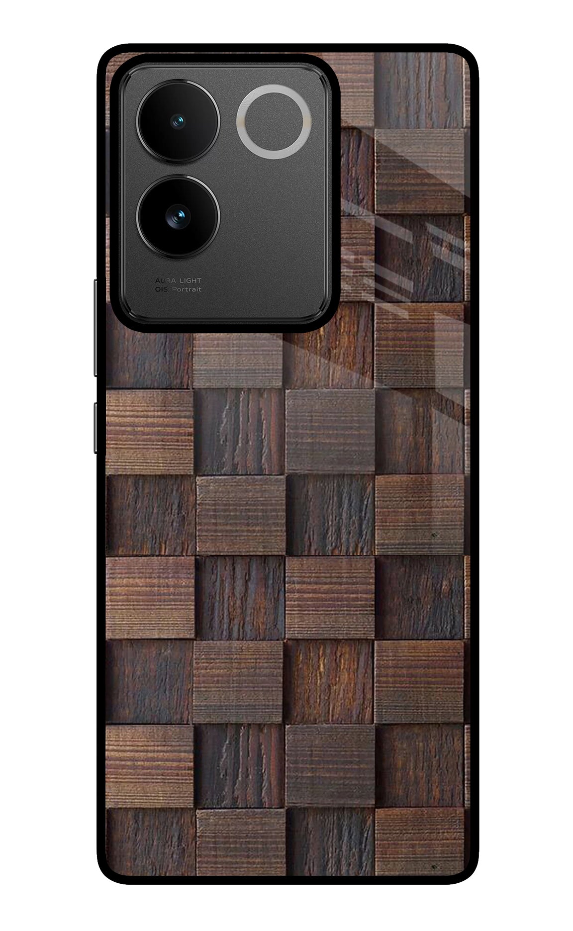 Wooden Cube Design IQOO Z7 Pro 5G Glass Case