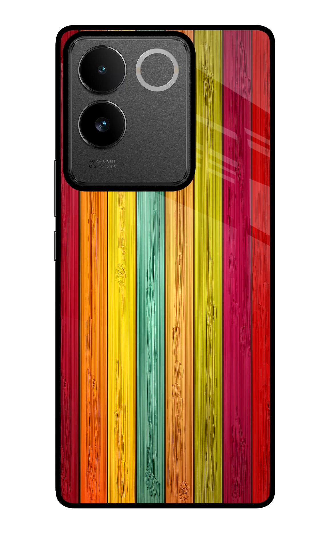 Multicolor Wooden IQOO Z7 Pro 5G Glass Case
