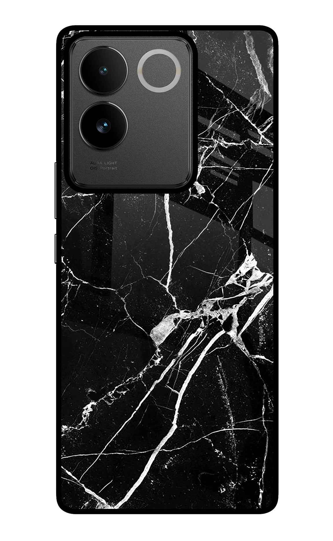 Black Marble Pattern IQOO Z7 Pro 5G Glass Case