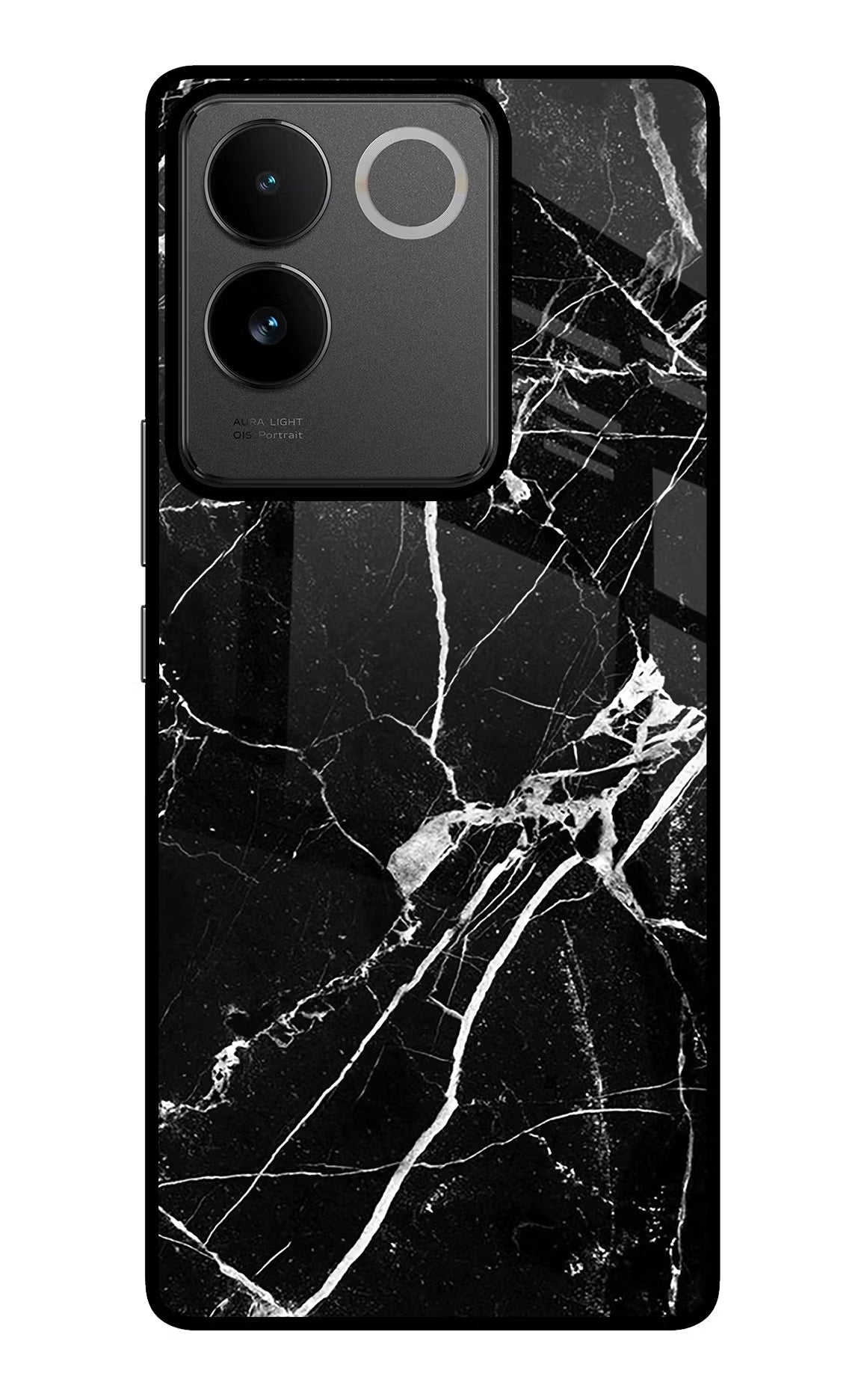 Black Marble Pattern IQOO Z7 Pro 5G Glass Case Back Cover by Casekaro