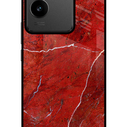 Red Marble Design IQOO Z7 Pro 5G Glass Case Back Cover by Casekaro
