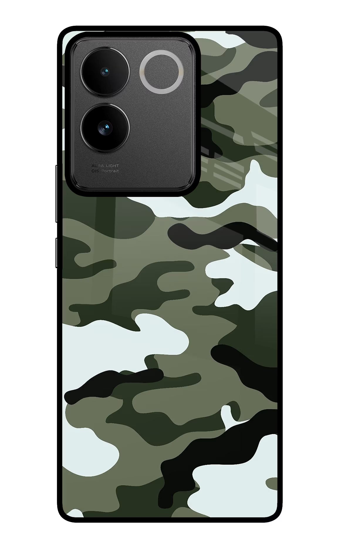 Camouflage IQOO Z7 Pro 5G Glass Case Back Cover by Casekaro