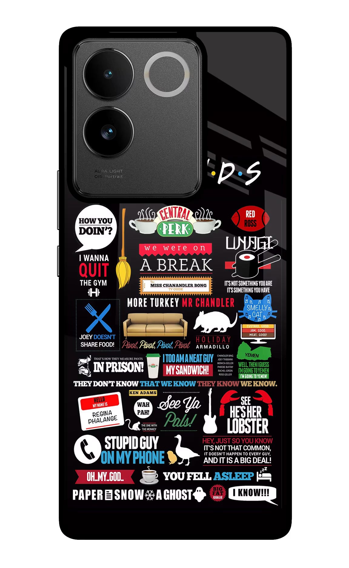 FRIENDS IQOO Z7 Pro 5G Glass Case Back Cover by Casekaro