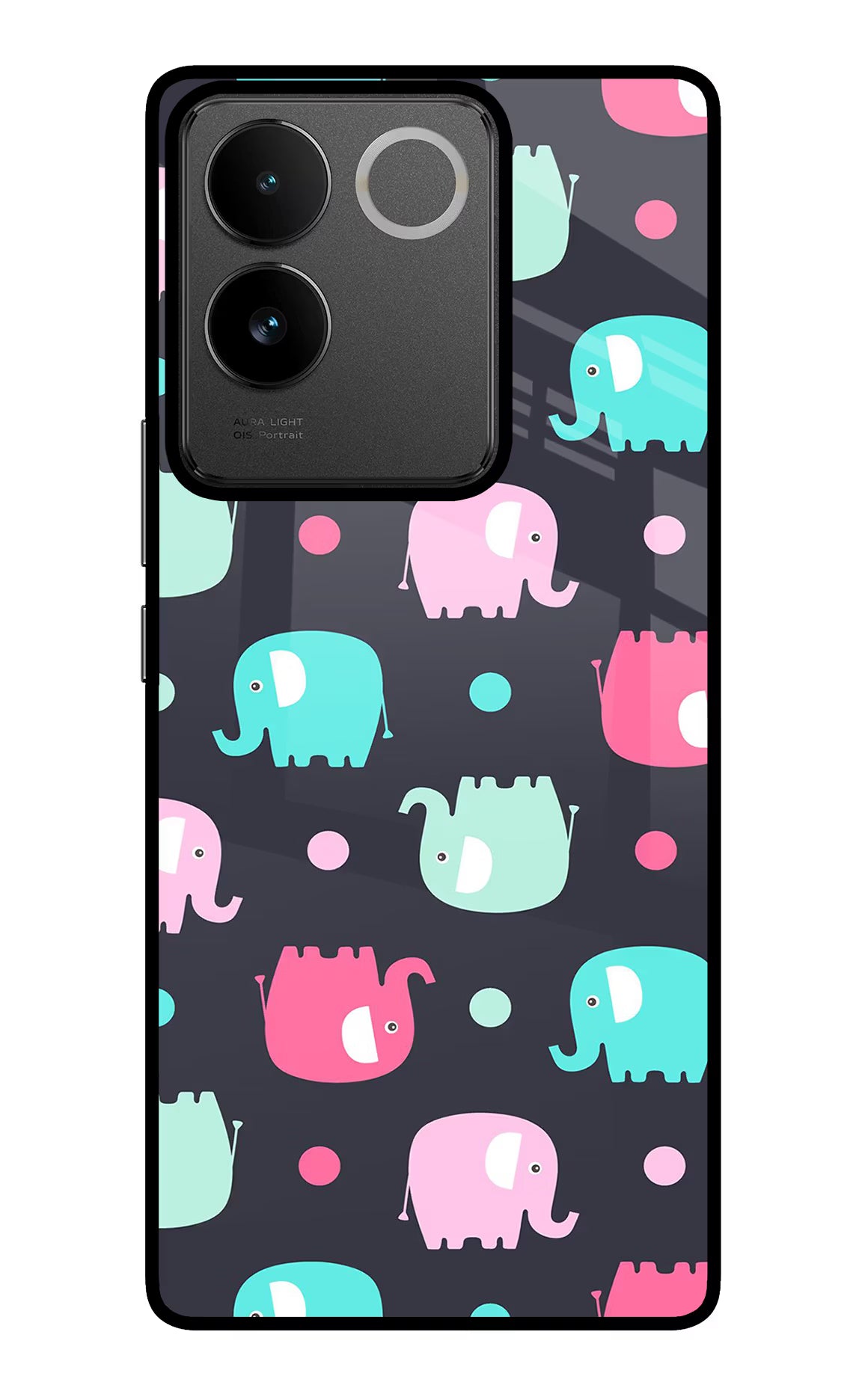 Elephants IQOO Z7 Pro 5G Glass Case Back Cover by Casekaro