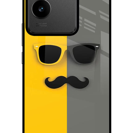 Sunglasses with Mustache IQOO Z7 Pro 5G Glass Case Back Cover by Casekaro