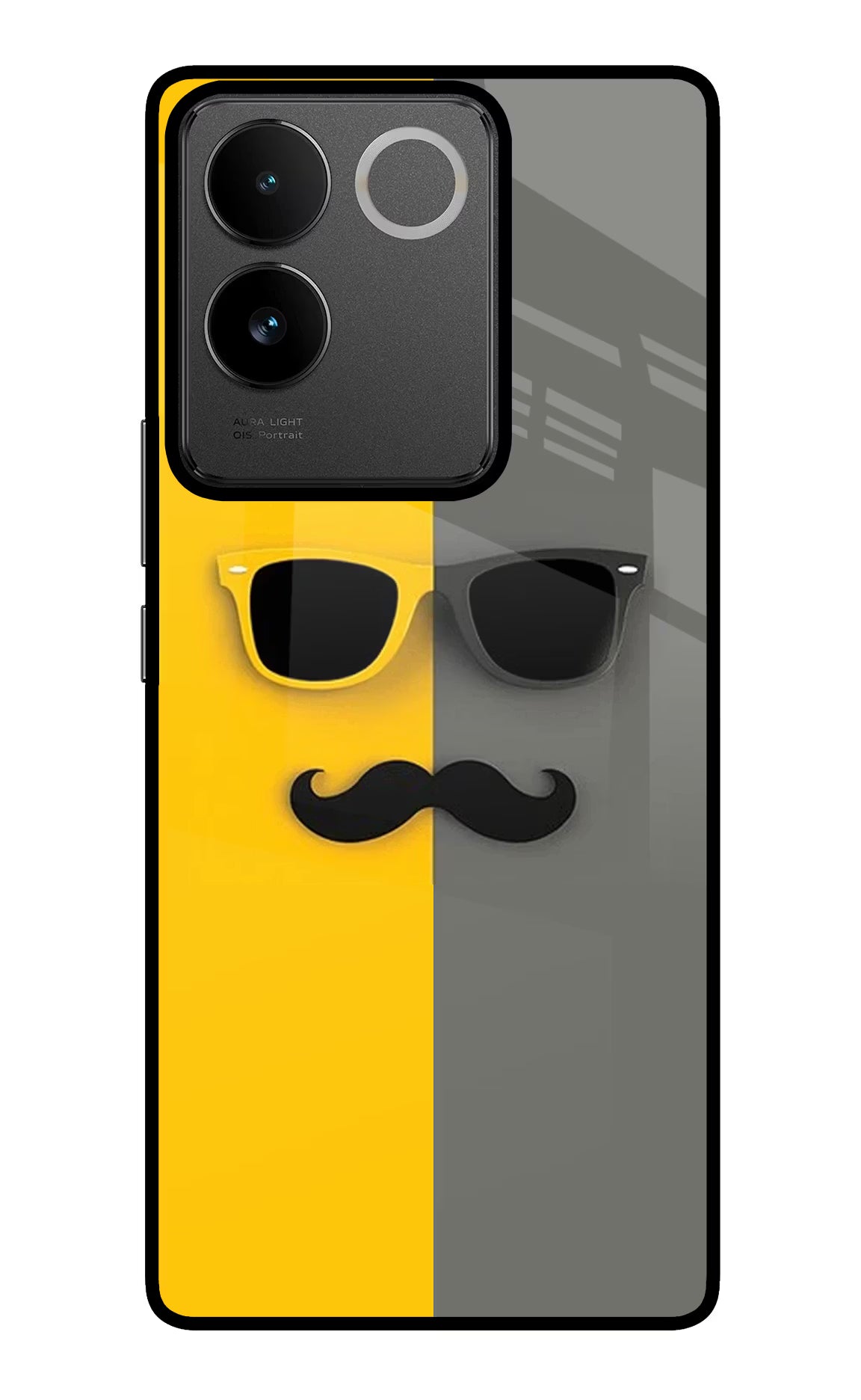 Sunglasses with Mustache IQOO Z7 Pro 5G Glass Case Back Cover by Casekaro