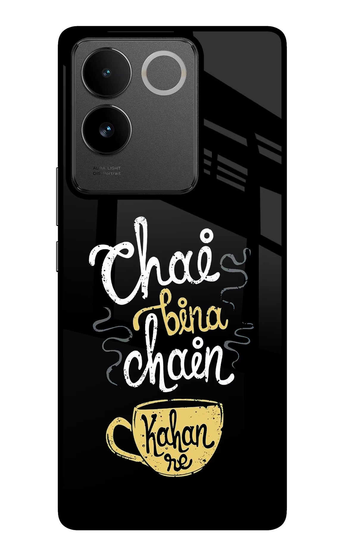 Chai Bina Chain Kaha Re IQOO Z7 Pro 5G Glass Case Back Cover by Casekaro