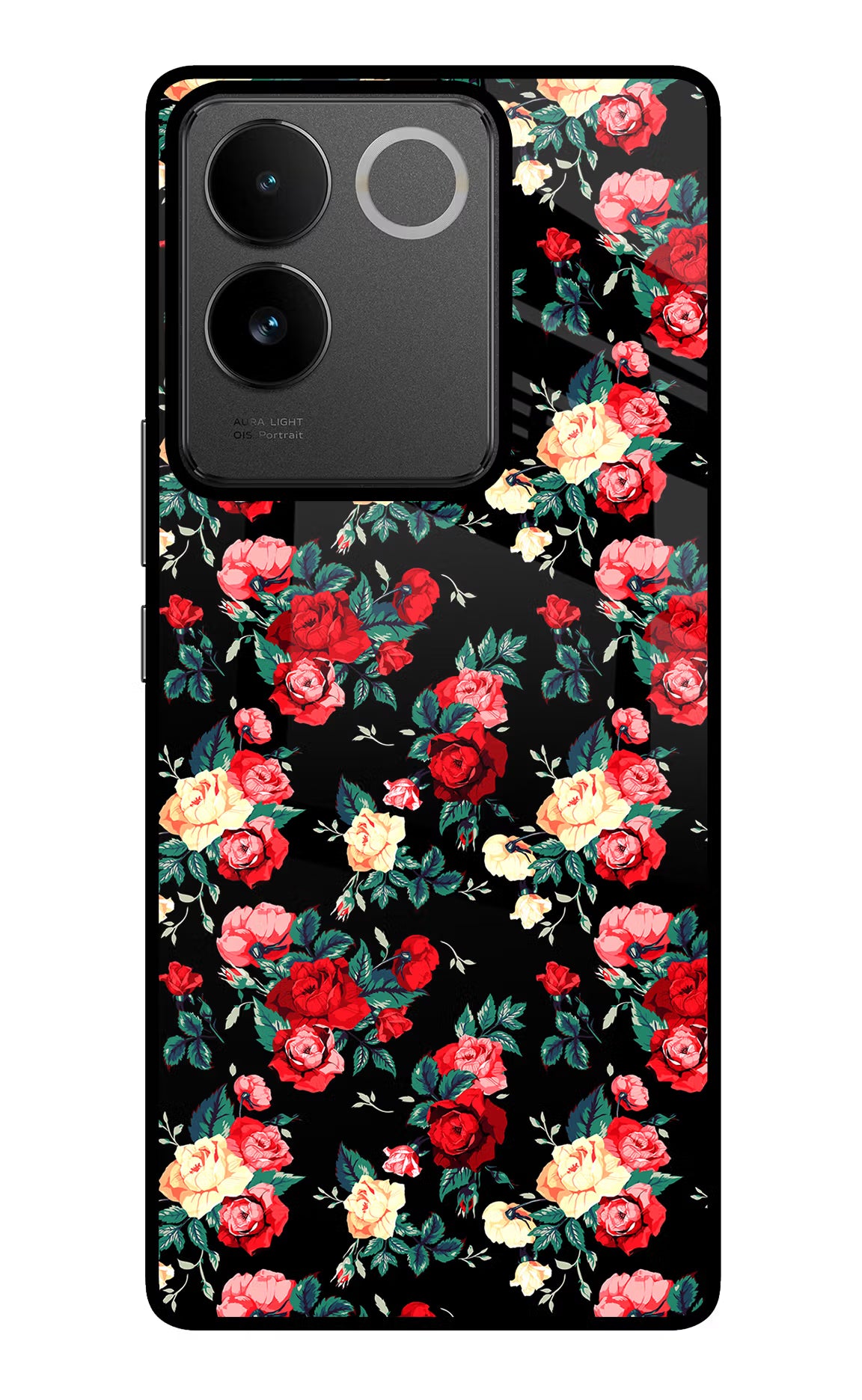 Rose Pattern IQOO Z7 Pro 5G Glass Case Back Cover by Casekaro