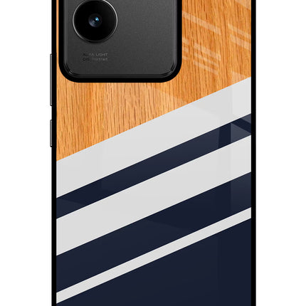 Blue and white wooden IQOO Z7 Pro 5G Glass Case Back Cover by Casekaro