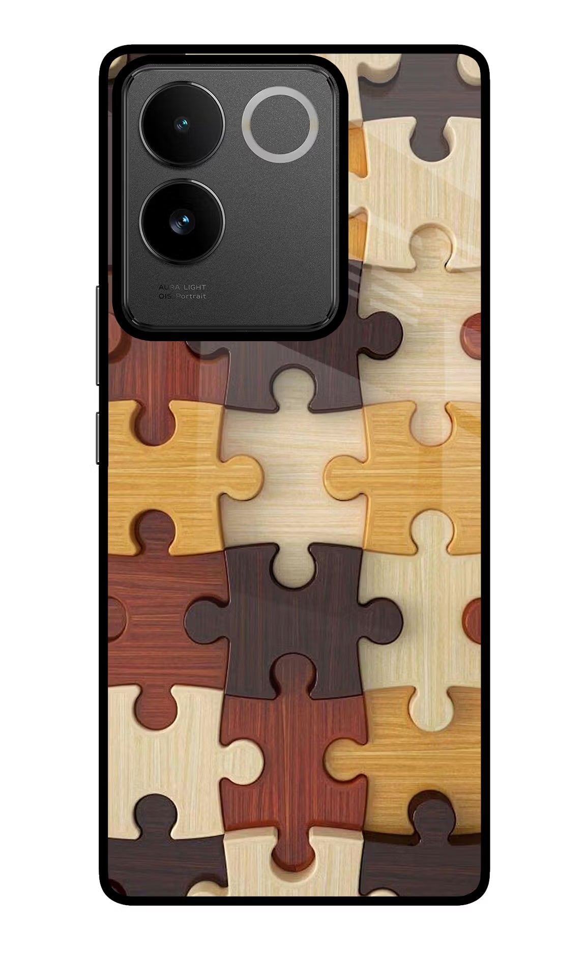 Wooden Puzzle IQOO Z7 Pro 5G Glass Case Back Cover by Casekaro