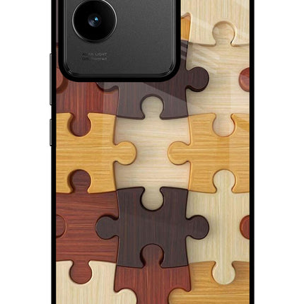 Wooden Puzzle IQOO Z7 Pro 5G Glass Case Back Cover by Casekaro
