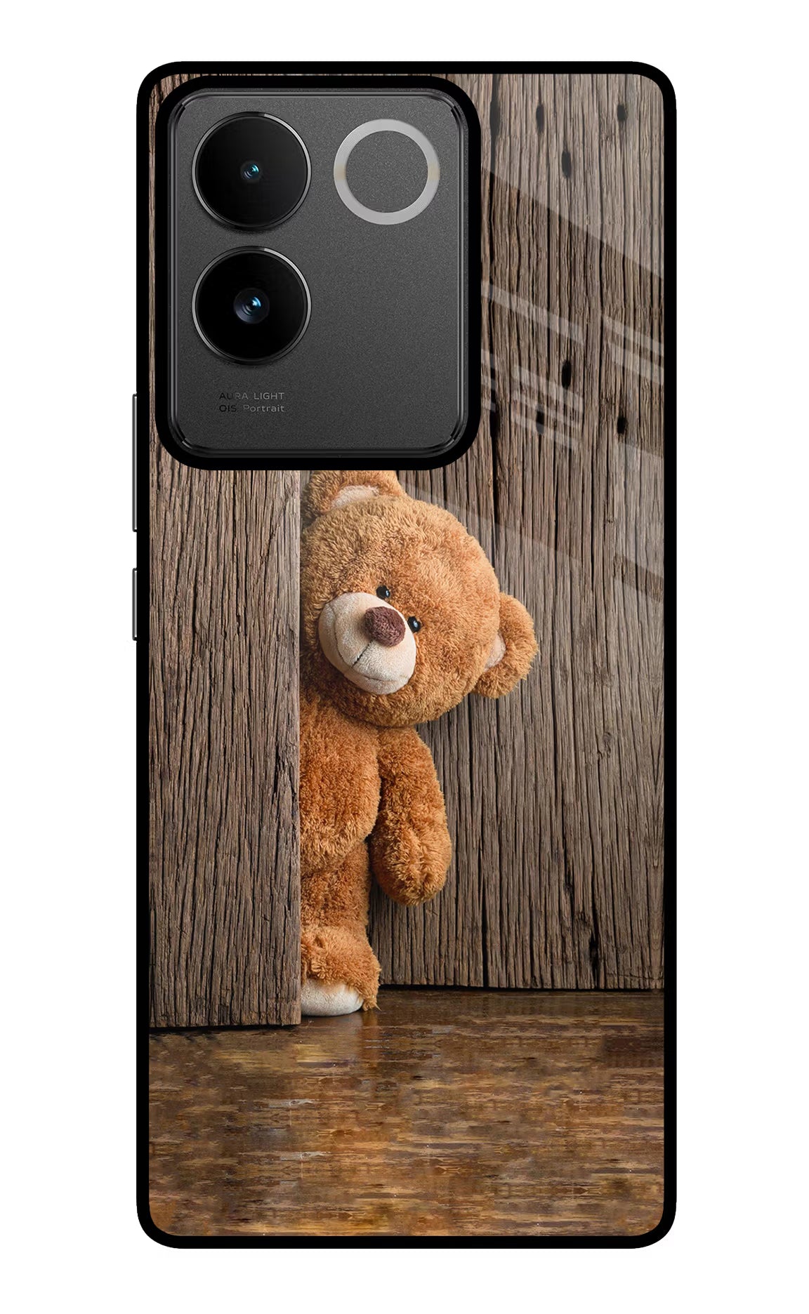 Teddy Wooden IQOO Z7 Pro 5G Glass Case Back Cover by Casekaro