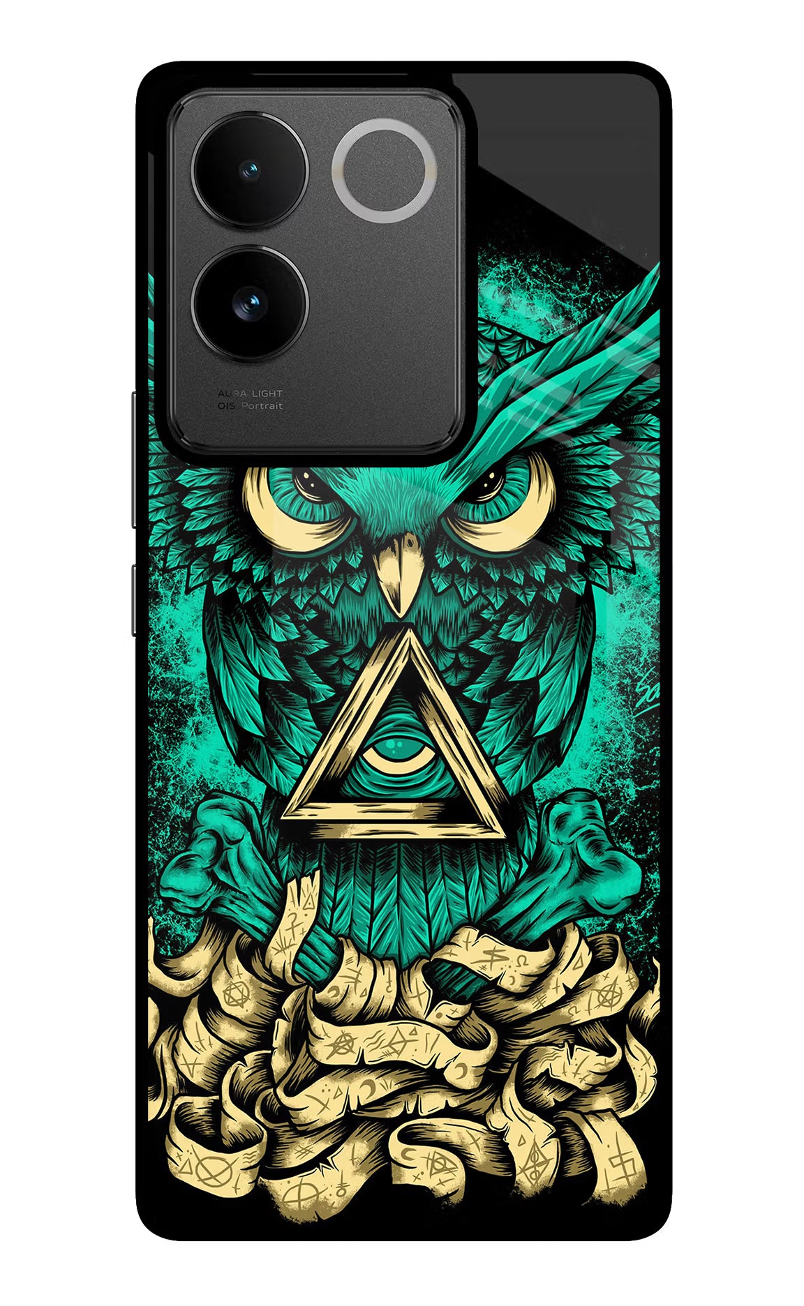 Green Owl IQOO Z7 Pro 5G Glass Case Back Cover by Casekaro