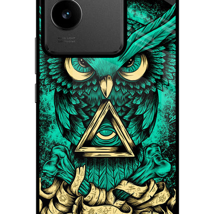 Green Owl IQOO Z7 Pro 5G Glass Case Back Cover by Casekaro