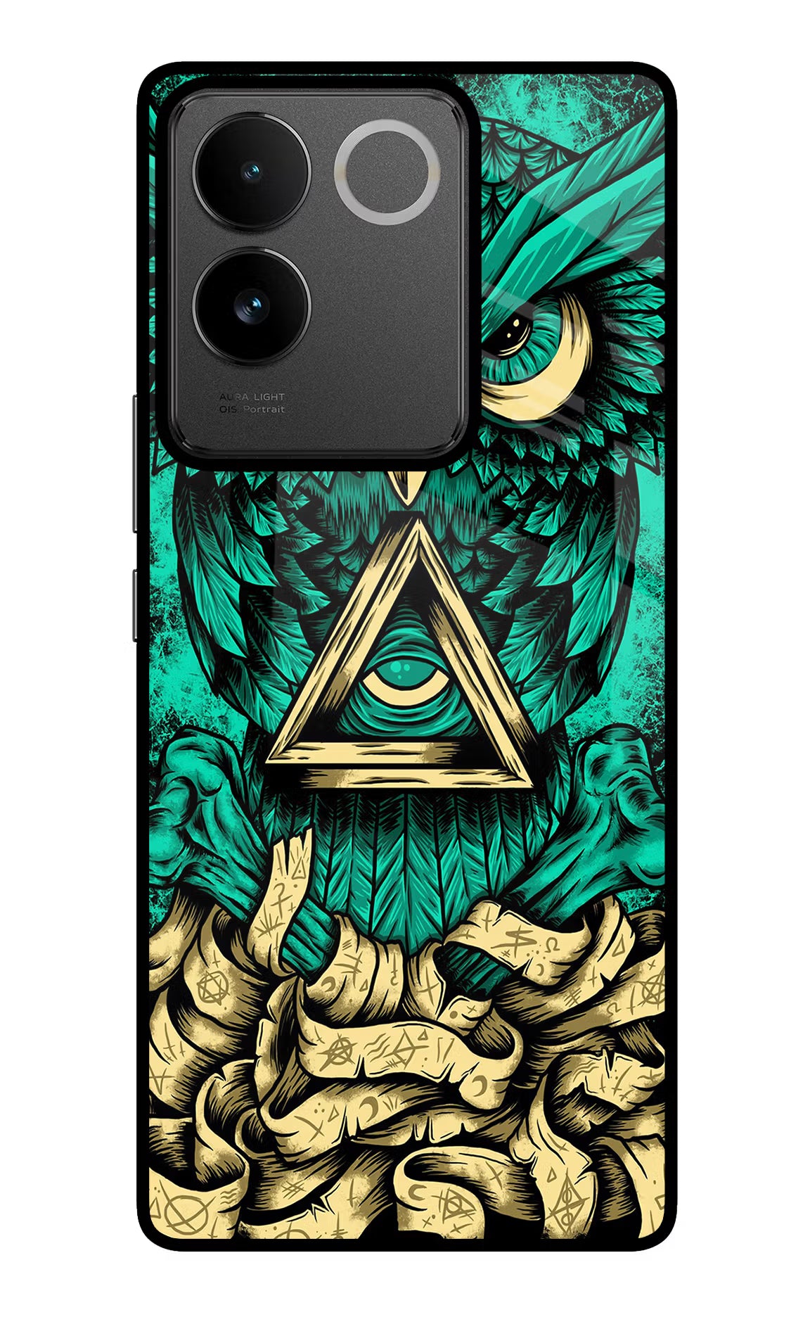Green Owl IQOO Z7 Pro 5G Glass Case Back Cover by Casekaro