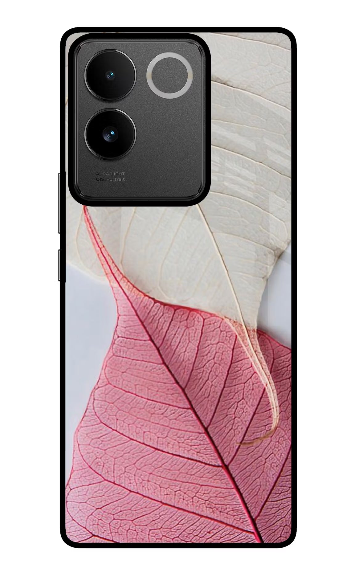 White Pink Leaf IQOO Z7 Pro 5G Glass Case Back Cover by Casekaro