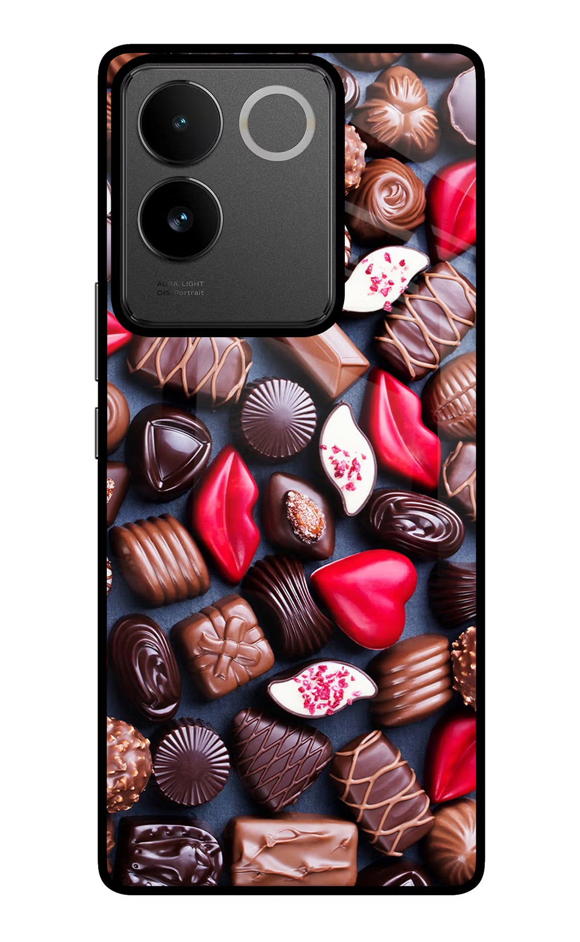 Chocolates IQOO Z7 Pro 5G Glass Case Back Cover by Casekaro