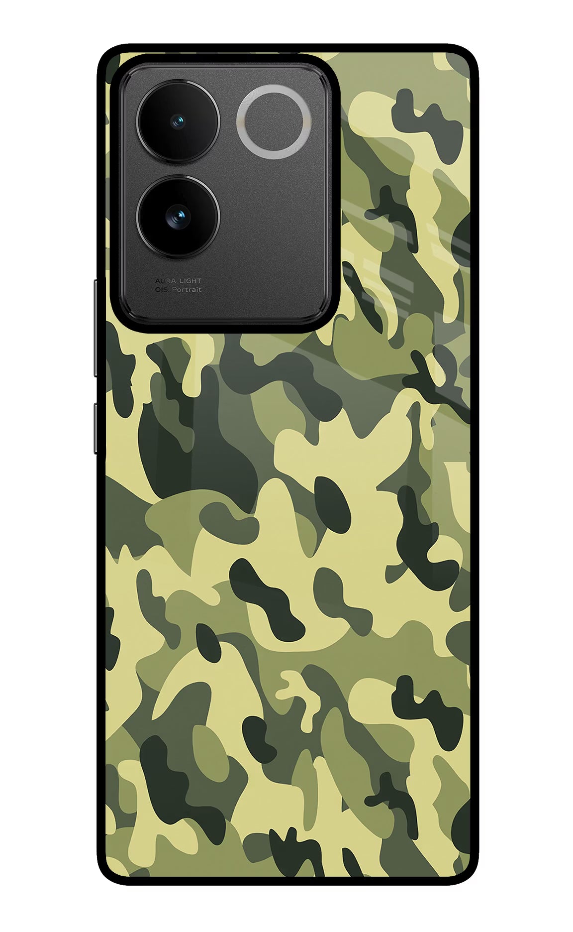 Camouflage IQOO Z7 Pro 5G Glass Case Back Cover by Casekaro