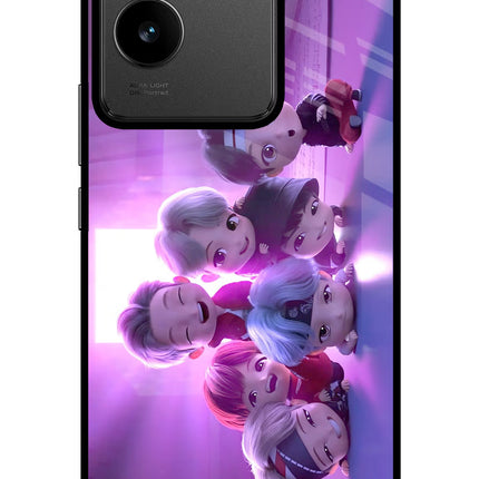 BTS Chibi IQOO Z7 Pro 5G Glass Case Back Cover by Casekaro