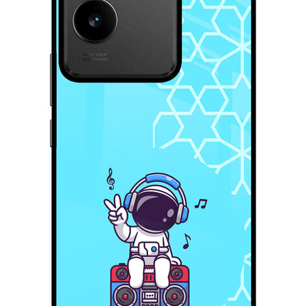 Cute Astronaut Chilling IQOO Z7 Pro 5G Glass Case Back Cover by Casekaro