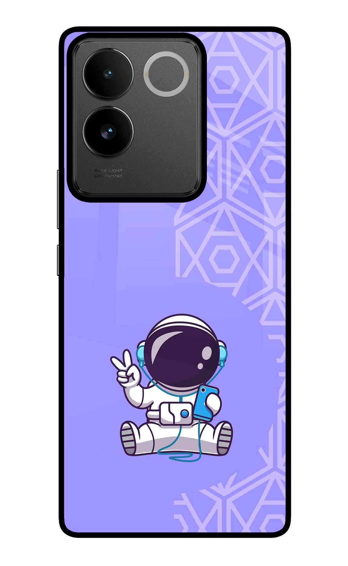 Cute Astronaut Chilling IQOO Z7 Pro 5G Glass Case Back Cover by Casekaro