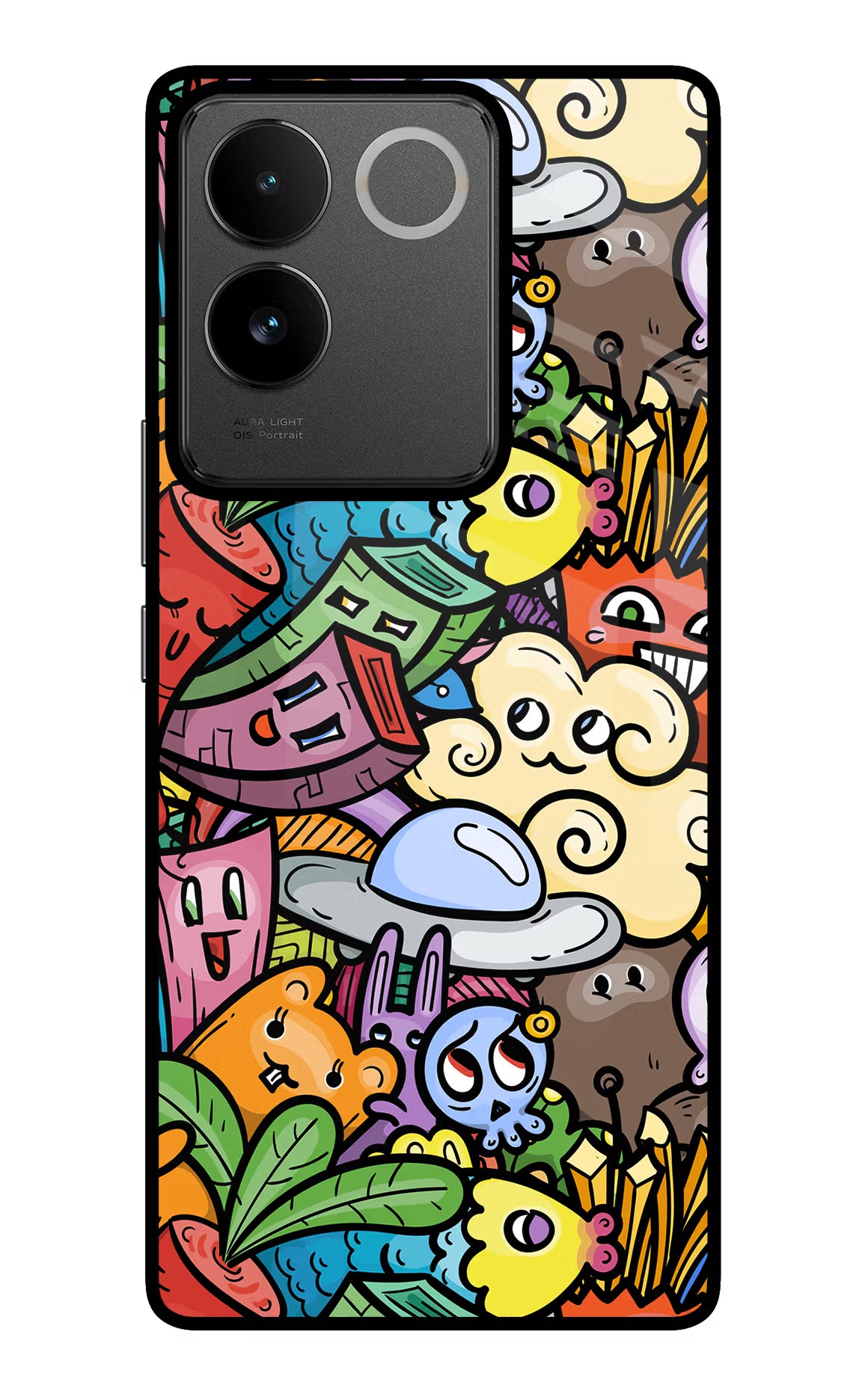 Veggie Doodle IQOO Z7 Pro 5G Glass Case Back Cover by Casekaro