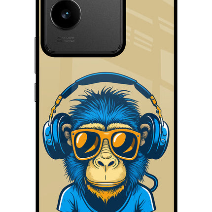 Monkey Headphone IQOO Z7 Pro 5G Glass Case Back Cover by Casekaro