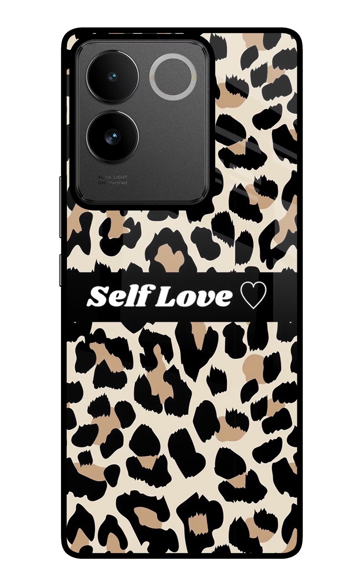 Leopard Print Self Love IQOO Z7 Pro 5G Glass Case Back Cover by Casekaro