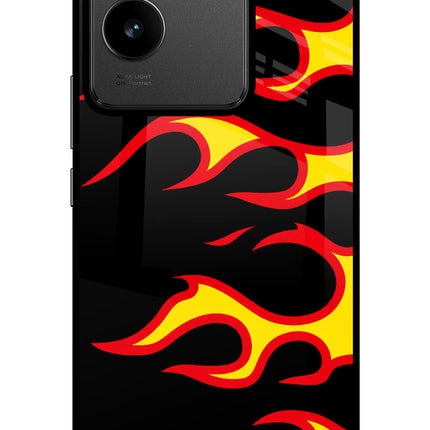 Side Sweep Flames IQOO Z7 Pro 5G Glass Case Back Cover by Casekaro