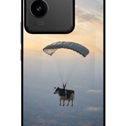 Skydiving Cow IQOO Z7 Pro 5G Glass Case
