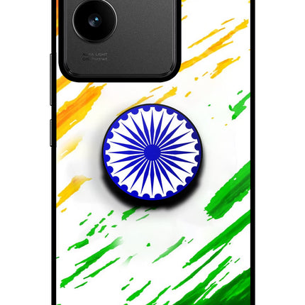 Indian Flag Ashoka Chakra IQOO Z7 Pro 5G Glass Case