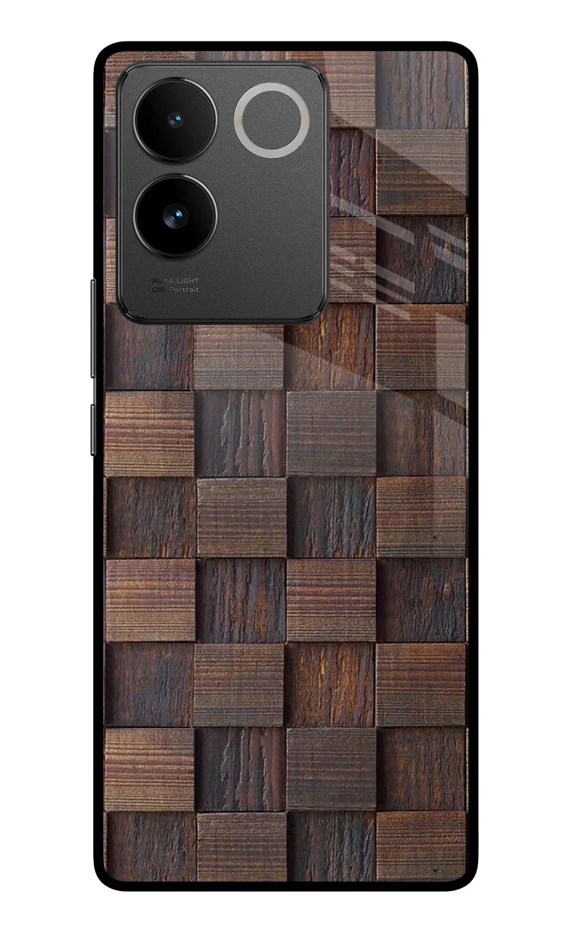 Wooden Cube Design Vivo T2 Pro 5G Glass Case Back Cover by Casekaro