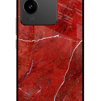 Red Marble Design Vivo T2 Pro 5G Glass Case Back Cover by Casekaro