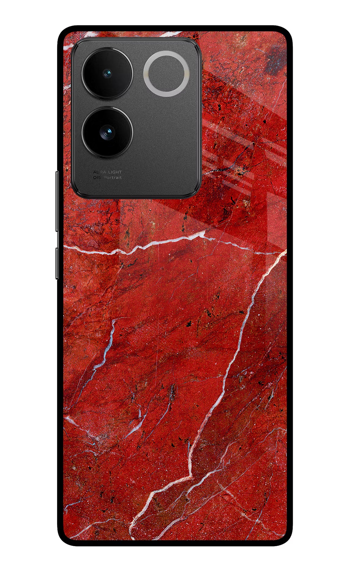 Red Marble Design Vivo T2 Pro 5G Glass Case Back Cover by Casekaro
