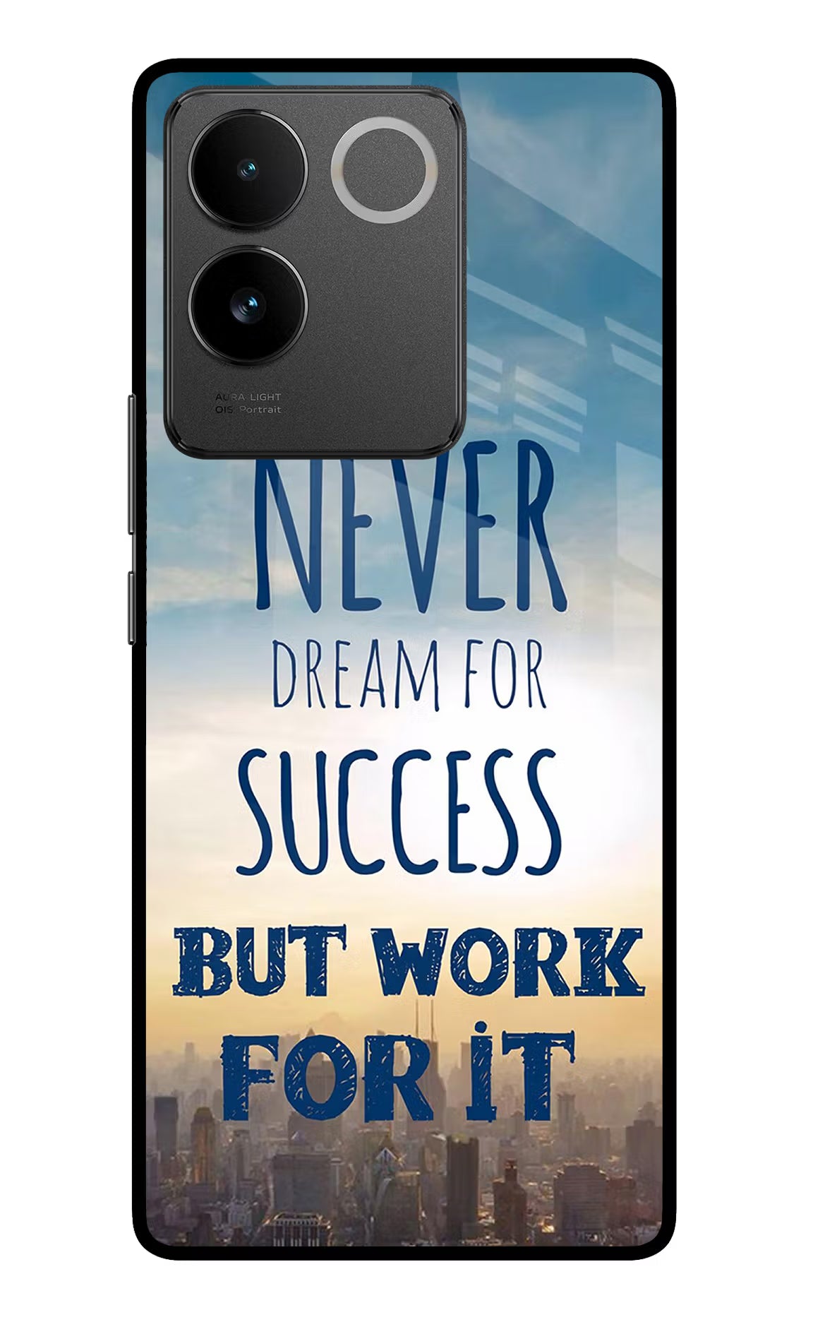Never Dream For Success But Work For It Vivo T2 Pro 5G Glass Case Back Cover by Casekaro