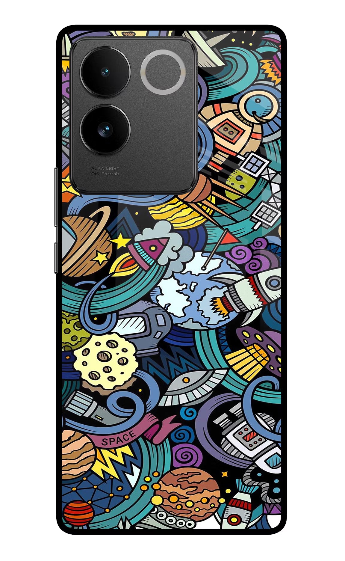Space Abstract Vivo T2 Pro 5G Glass Case Back Cover by Casekaro