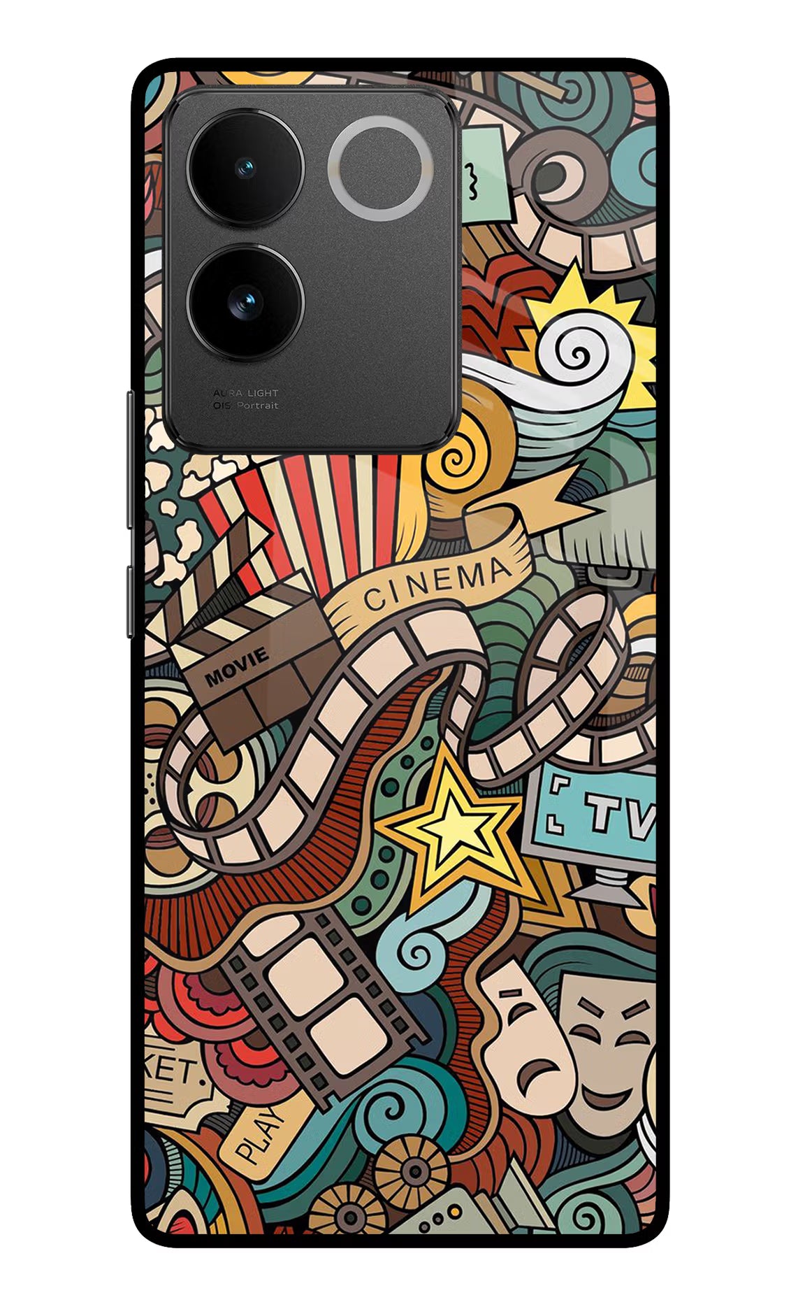 Cinema Abstract Vivo T2 Pro 5G Glass Case Back Cover by Casekaro