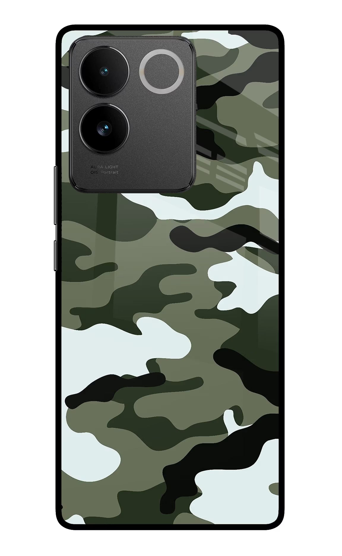 Camouflage Vivo T2 Pro 5G Glass Case Back Cover by Casekaro