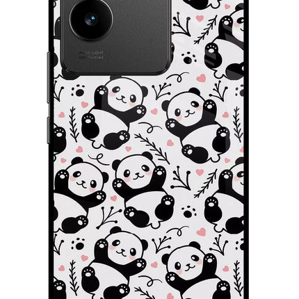 Cute Panda Vivo T2 Pro 5G Glass Case Back Cover by Casekaro