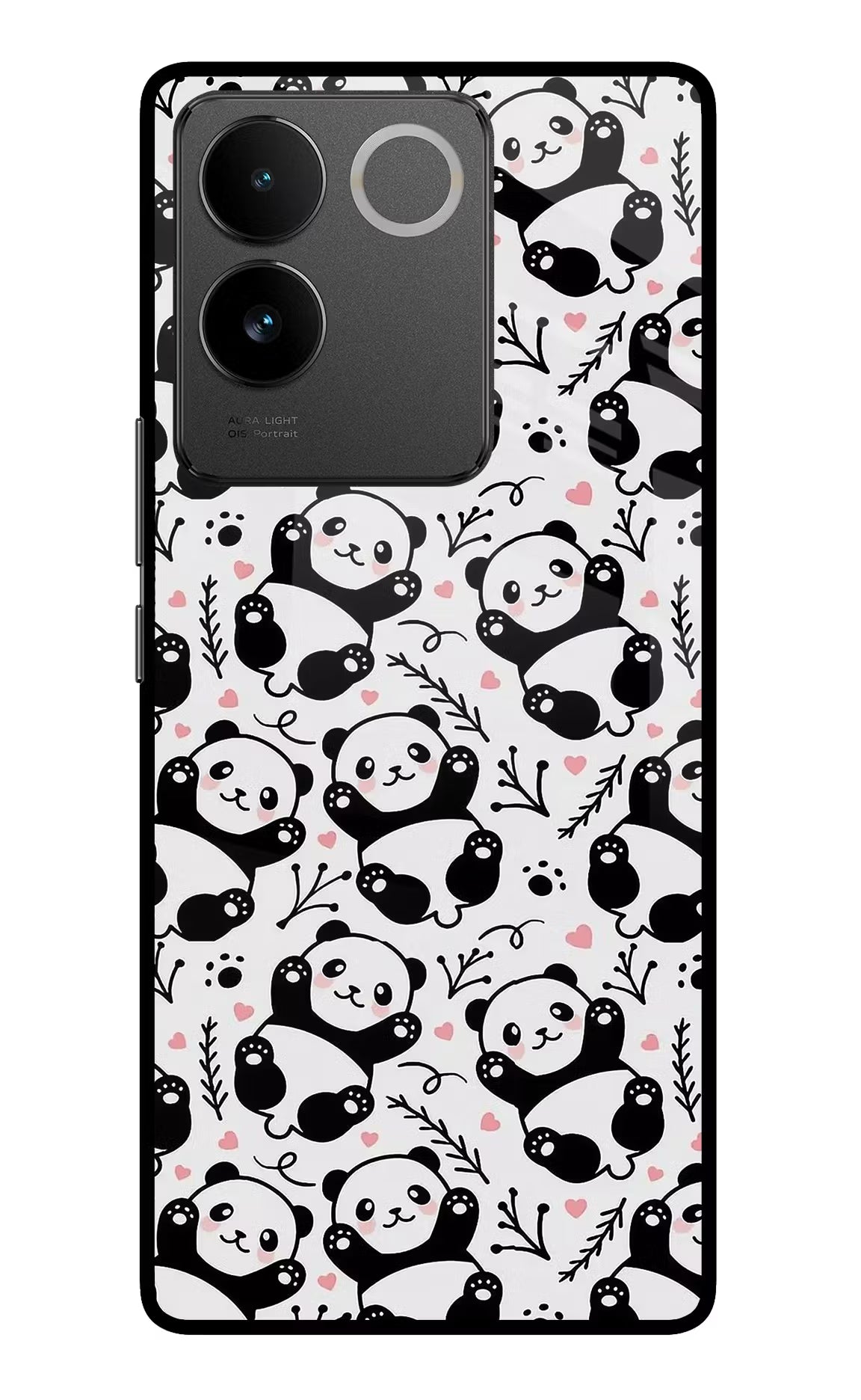 Cute Panda Vivo T2 Pro 5G Glass Case Back Cover by Casekaro