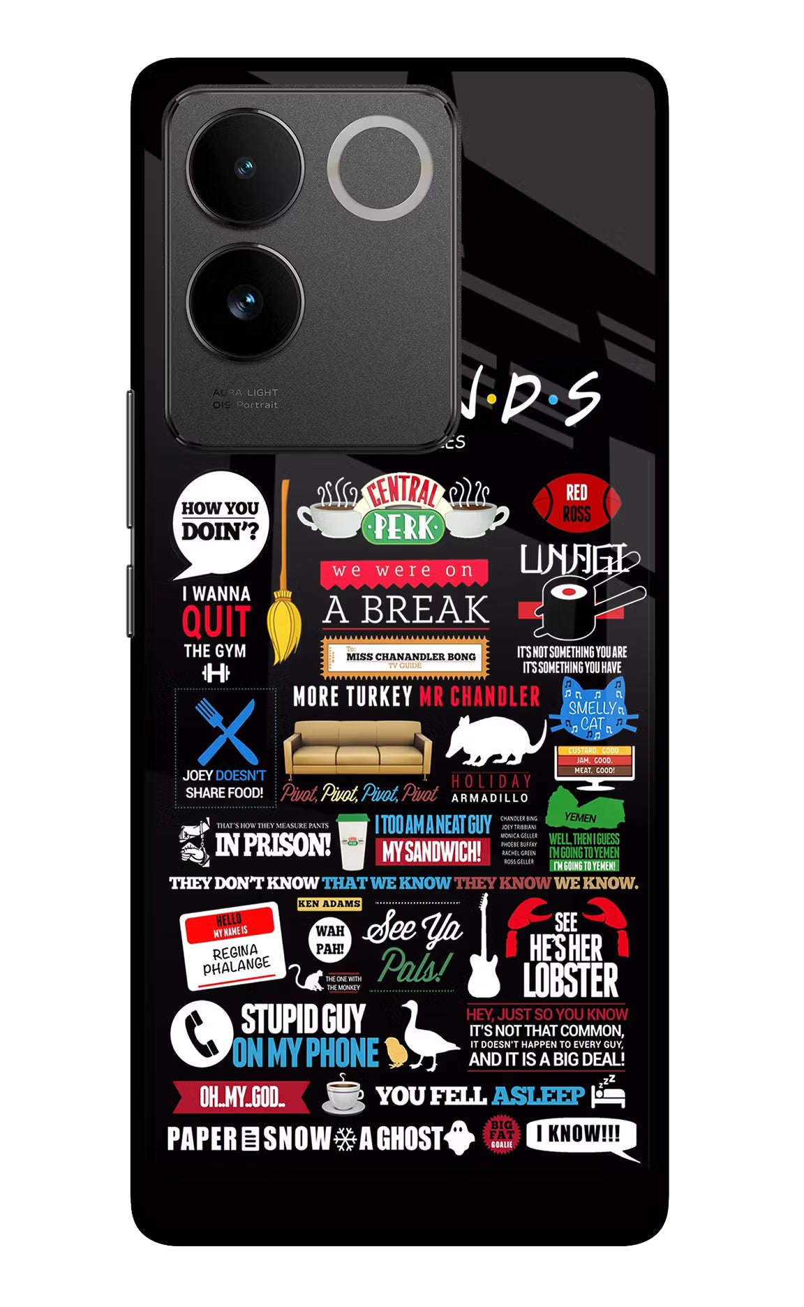 FRIENDS Vivo T2 Pro 5G Glass Case Back Cover by Casekaro